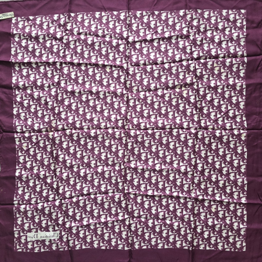 Auth Dior Oblique Trotter Bordeaux Silk Scarf - Picture 4 of 11